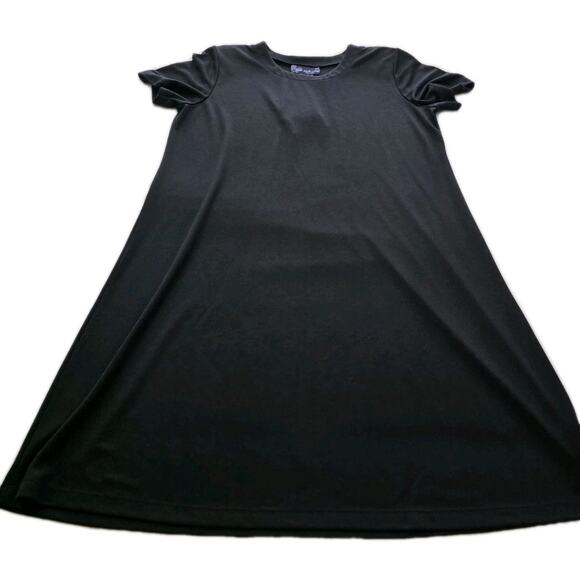 Susan Graver Style XL Black Dress SS NEW Removable Shoulder Pads Liquid Knit USA - Picture 2 of 11